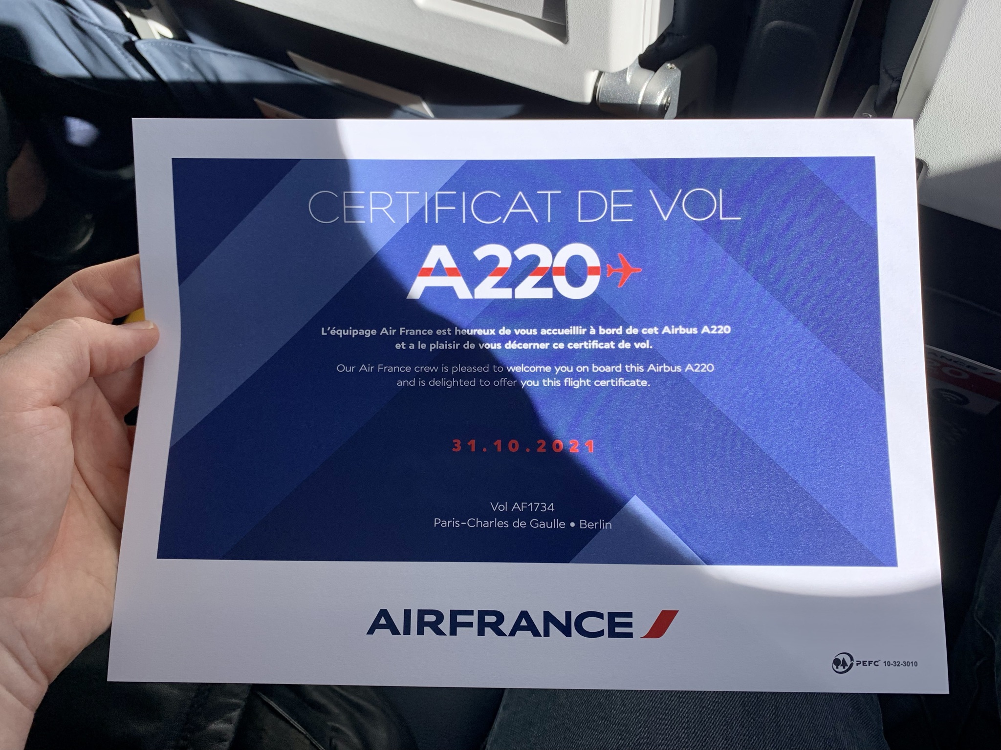 France, Airbus A 220-300 inaugural service: Paris Charles de Gaulle to Berlin in Classe Affaire – knightofmalta